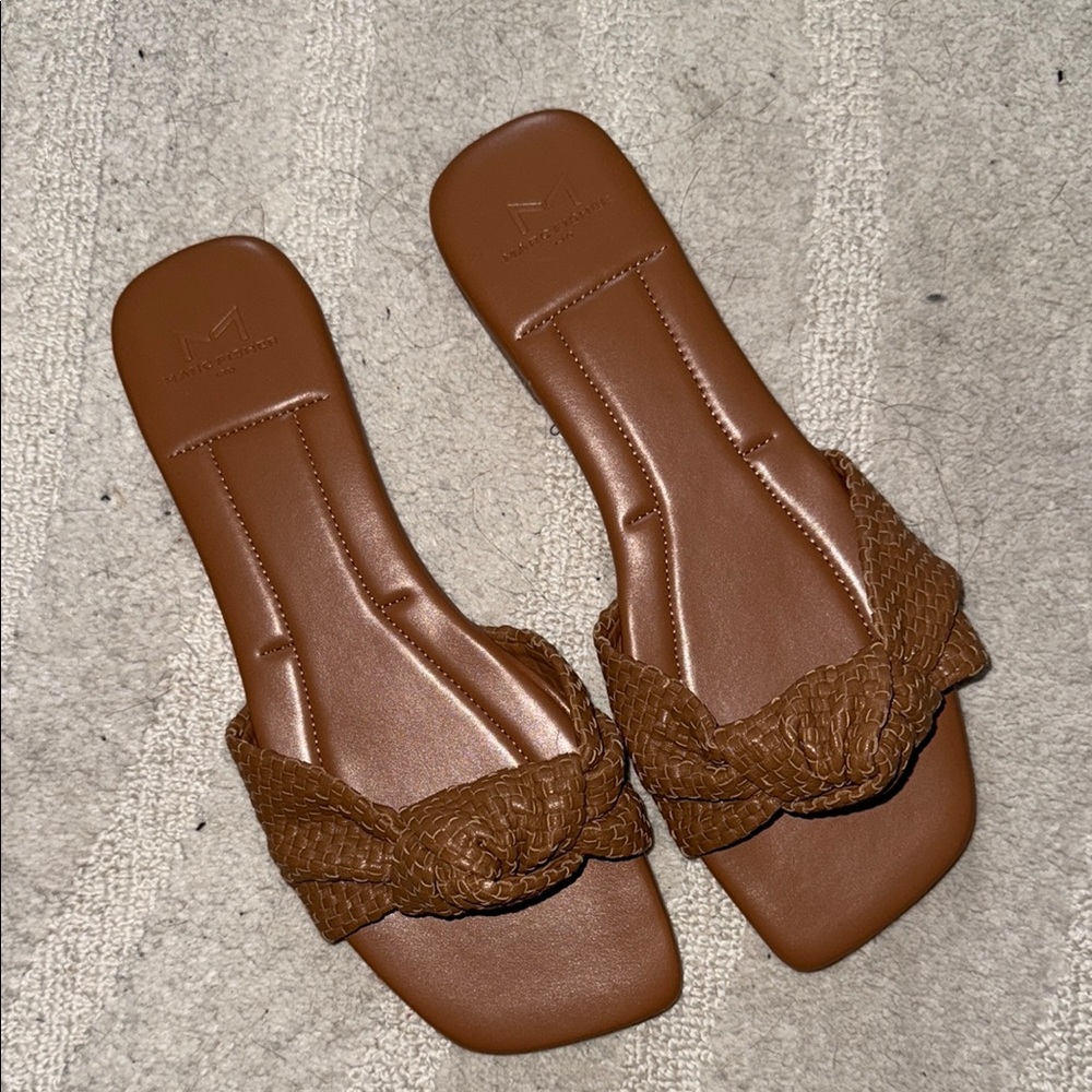 Marc Fisher Brown Leather Fringe Sandals